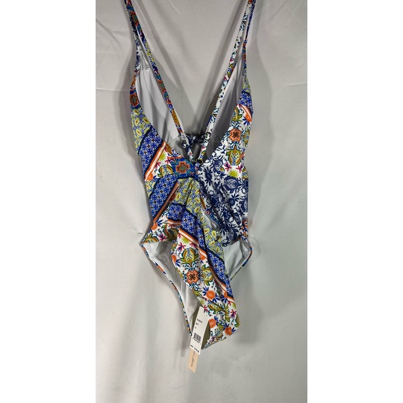 NWT Nanette Lepore Patchwork Goddess one piece swimsuit with key hole front open - Picture 4 of 10